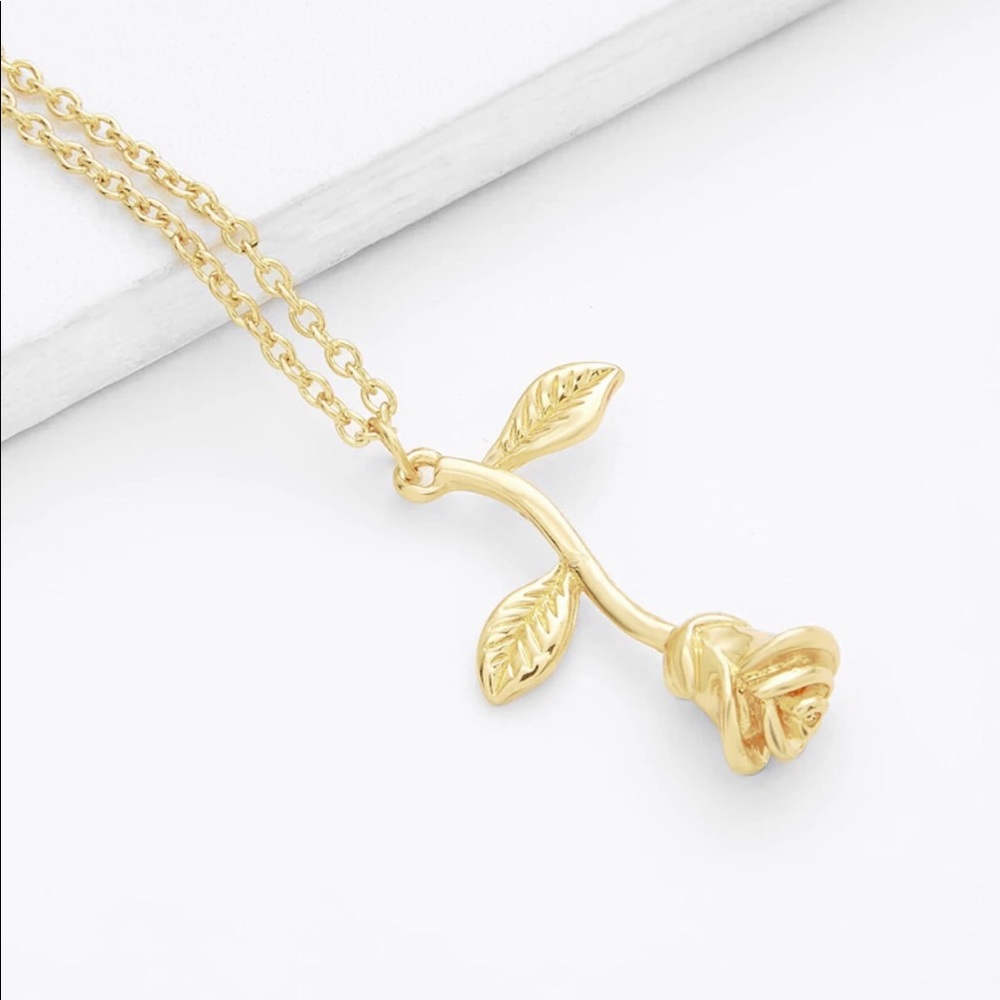 RESTOCKED Gold Rose Pendent Necklace - Picture 6 of 8